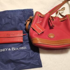 Vintage Dooney & Bourke All-Weather Leather bag, matching red leather wallet